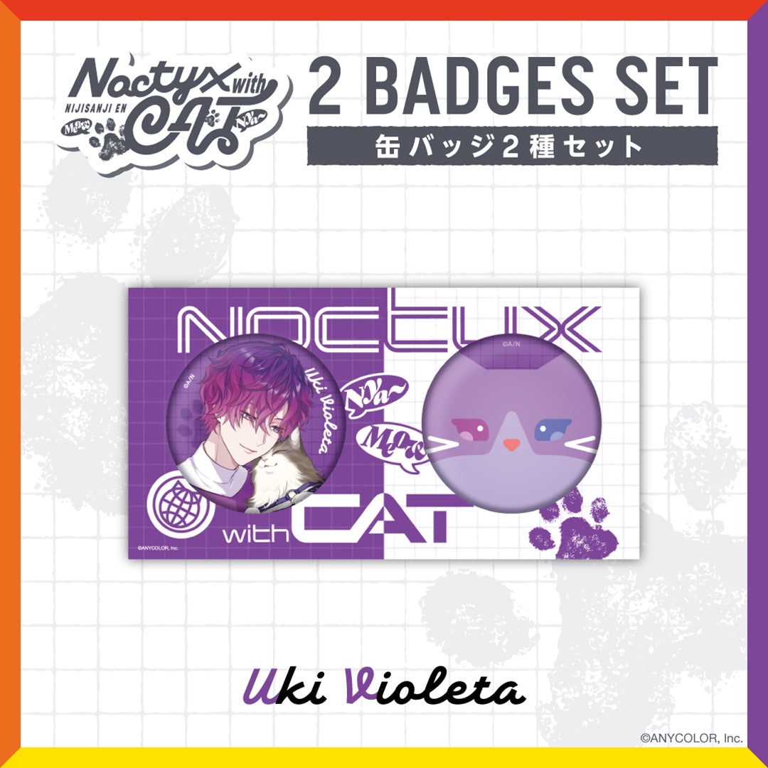 "Noctyx With Cat" 2 Badges Set