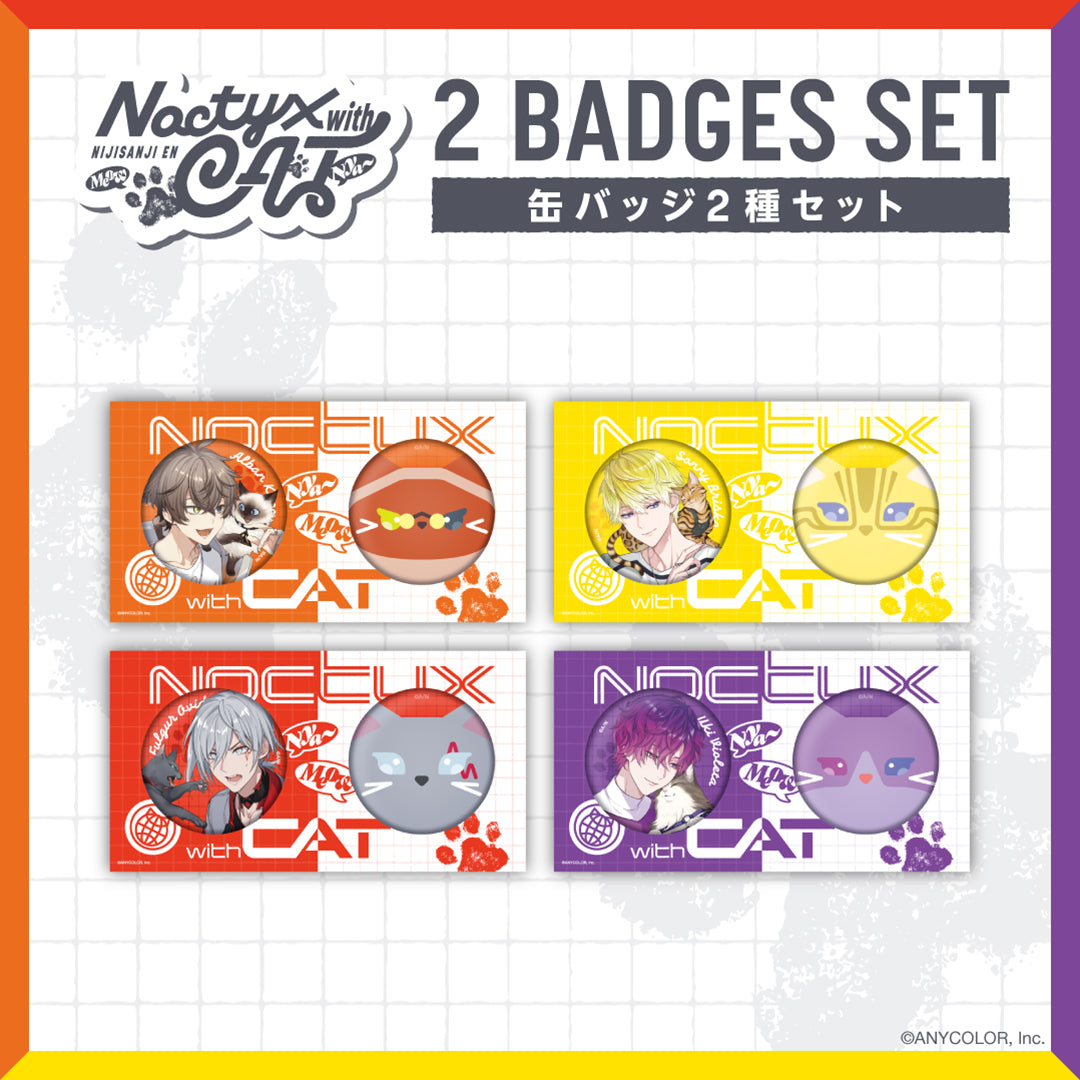 "Noctyx With Cat" 2 Badges Set