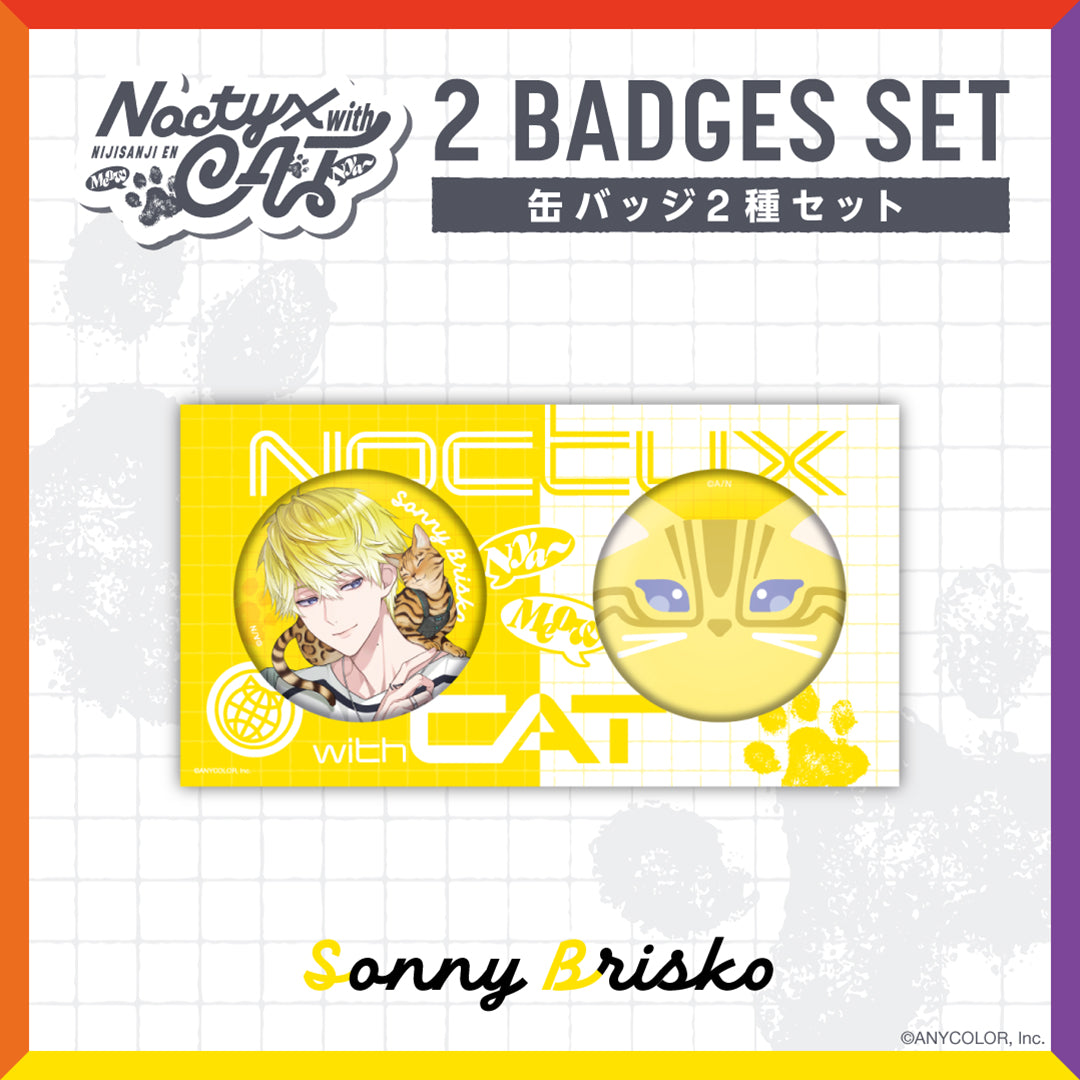 "Noctyx With Cat" 2 Badges Set