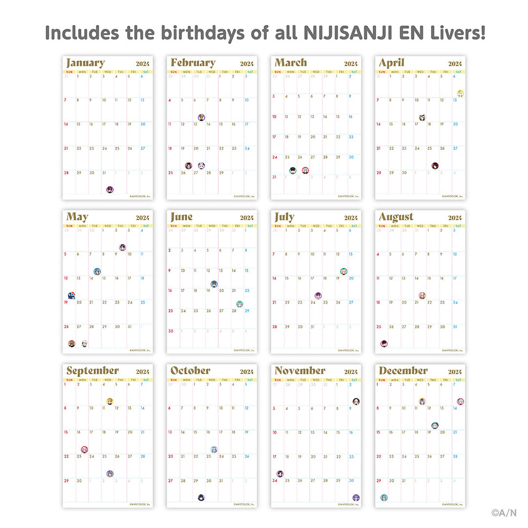 "NIJISANJI EN Acrylic Desk Calendar 2024" Group A